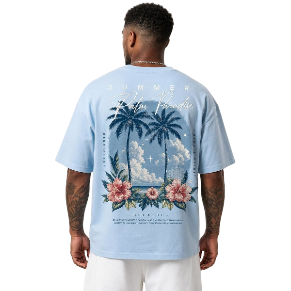 DIVSN PARAISO Oversized T-Shirt Babyblau Back Print Summer Collection